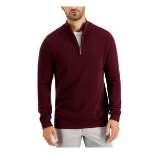 CLUBROOM Mens Maroon Quarter-Zip Sweater S